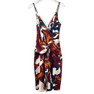 C/MEO Collective Enlighten Midi Dress Size M Front Twist V-Neck Side Slit Straps